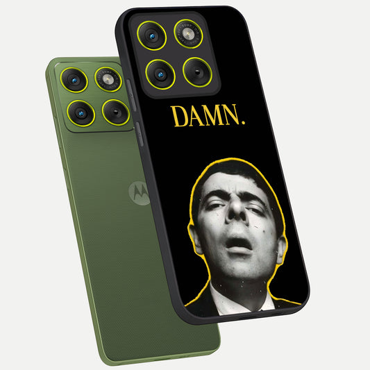  Mr Bean Damn phone case For Moto Edge 70 showing premium glass back cover with detailed artwork