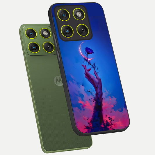  Mystic Hand phone case For Moto Edge 70 showing premium glass back cover with detailed artwork