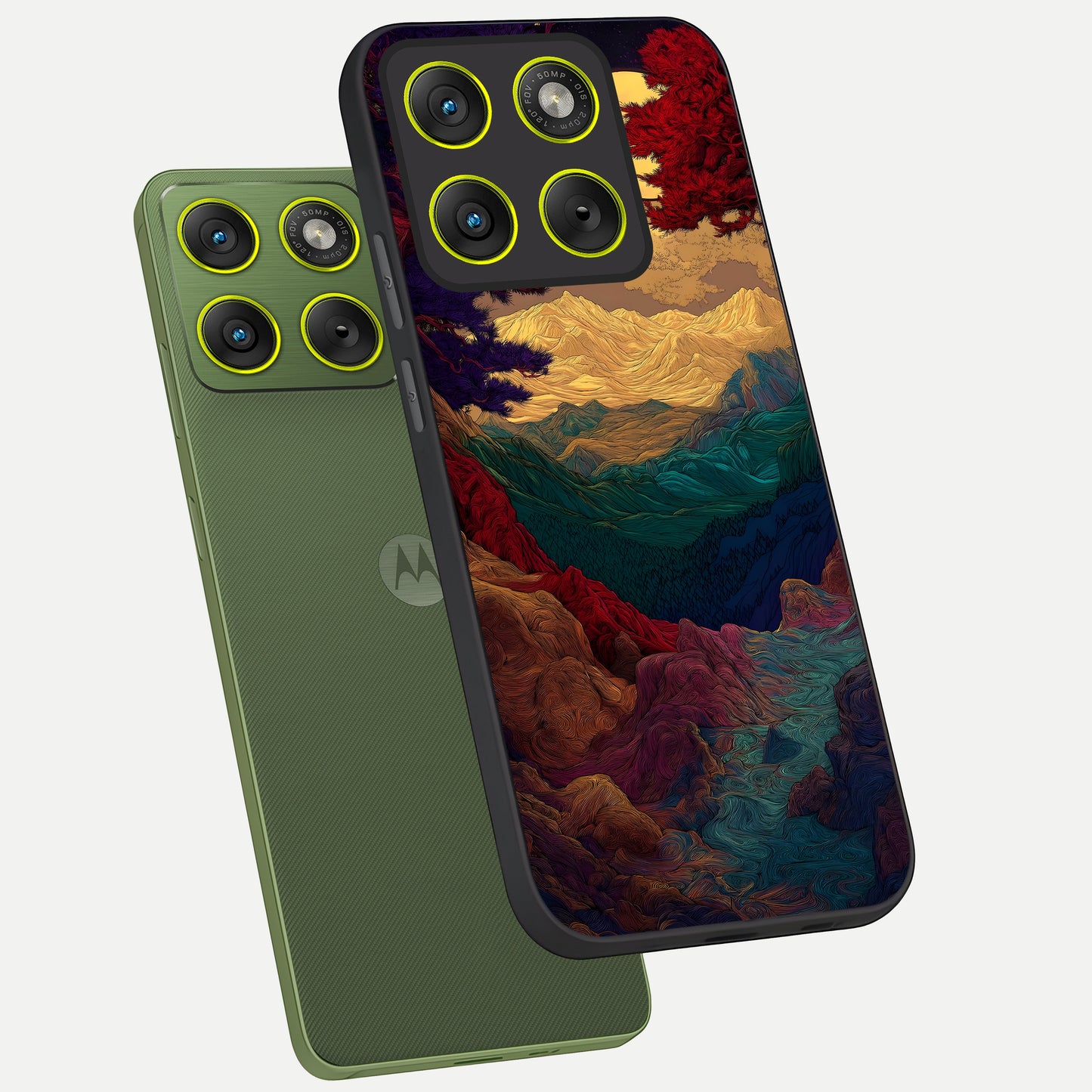  Mystic Valley Light phone case For Moto Edge 70 showing premium glass back cover with detailed artwork