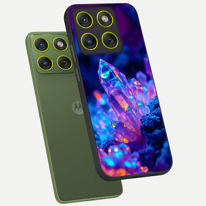  Neon Aura Shards phone case For Moto Edge 70 showing premium glass back cover with detailed artwork
