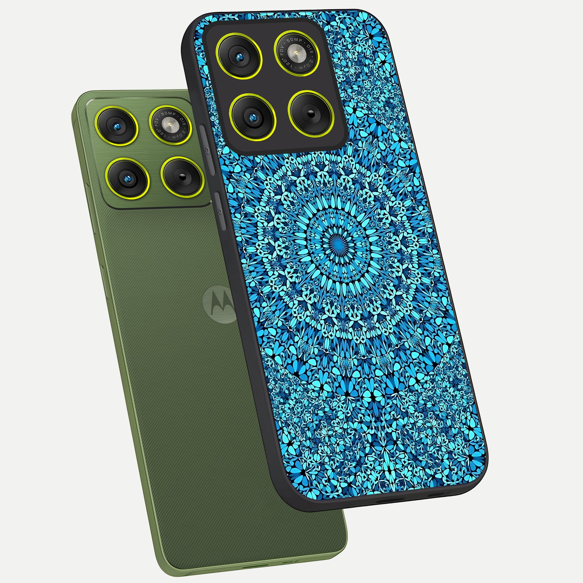  Ocean Bloom Mandala phone case For Moto Edge 70 showing premium glass back cover with detailed artwork