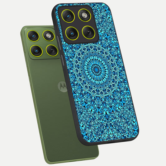  Ocean Bloom Mandala phone case For Moto Edge 70 showing premium glass back cover with detailed artwork