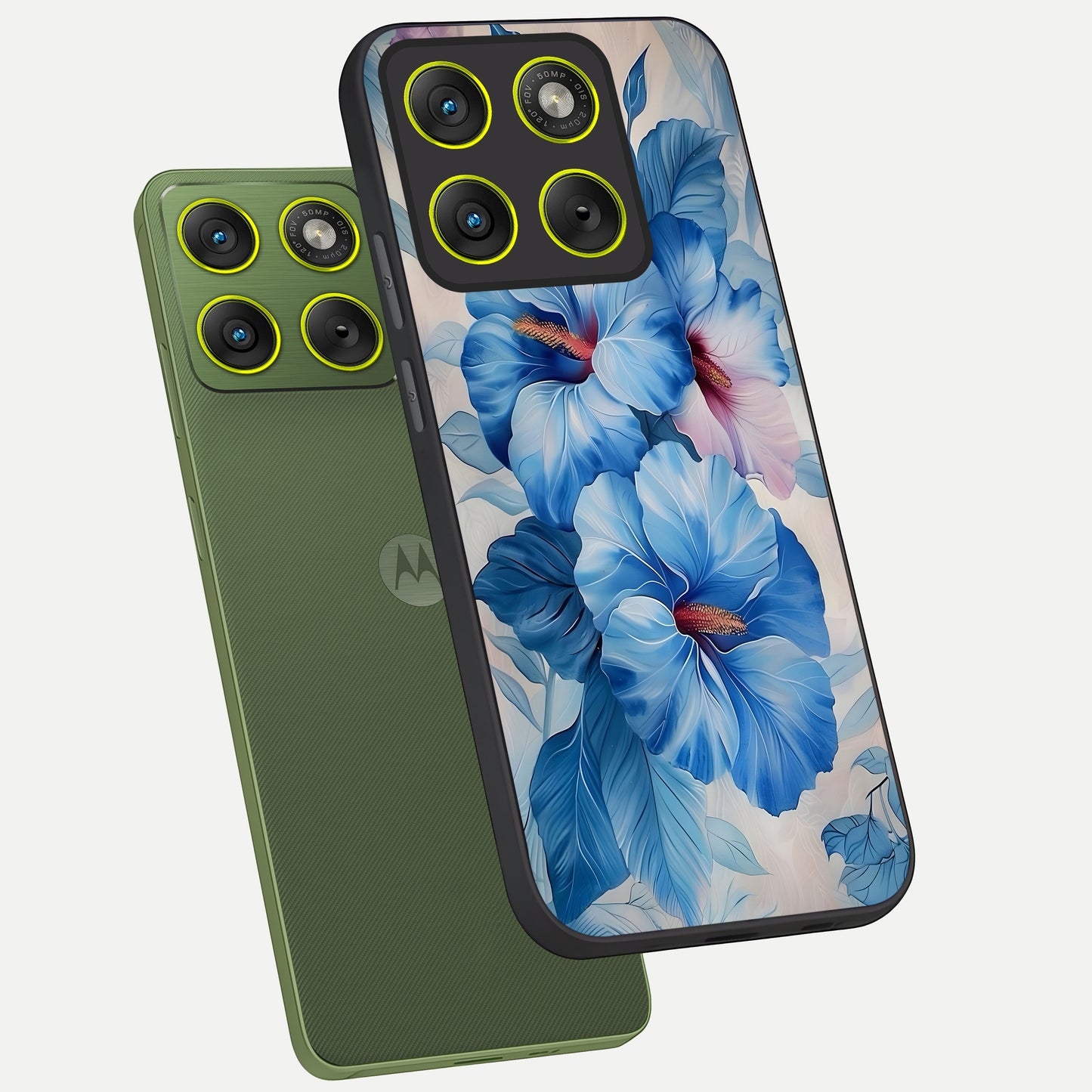  Ocean Hibiscus Grace phone case For Moto Edge 70 showing premium glass back cover with detailed artwork
