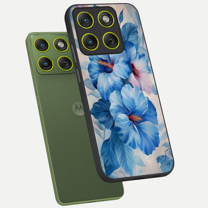  Ocean Hibiscus Grace phone case For Moto Edge 70 showing premium glass back cover with detailed artwork