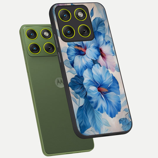  Ocean Hibiscus Grace phone case For Moto Edge 70 showing premium glass back cover with detailed artwork