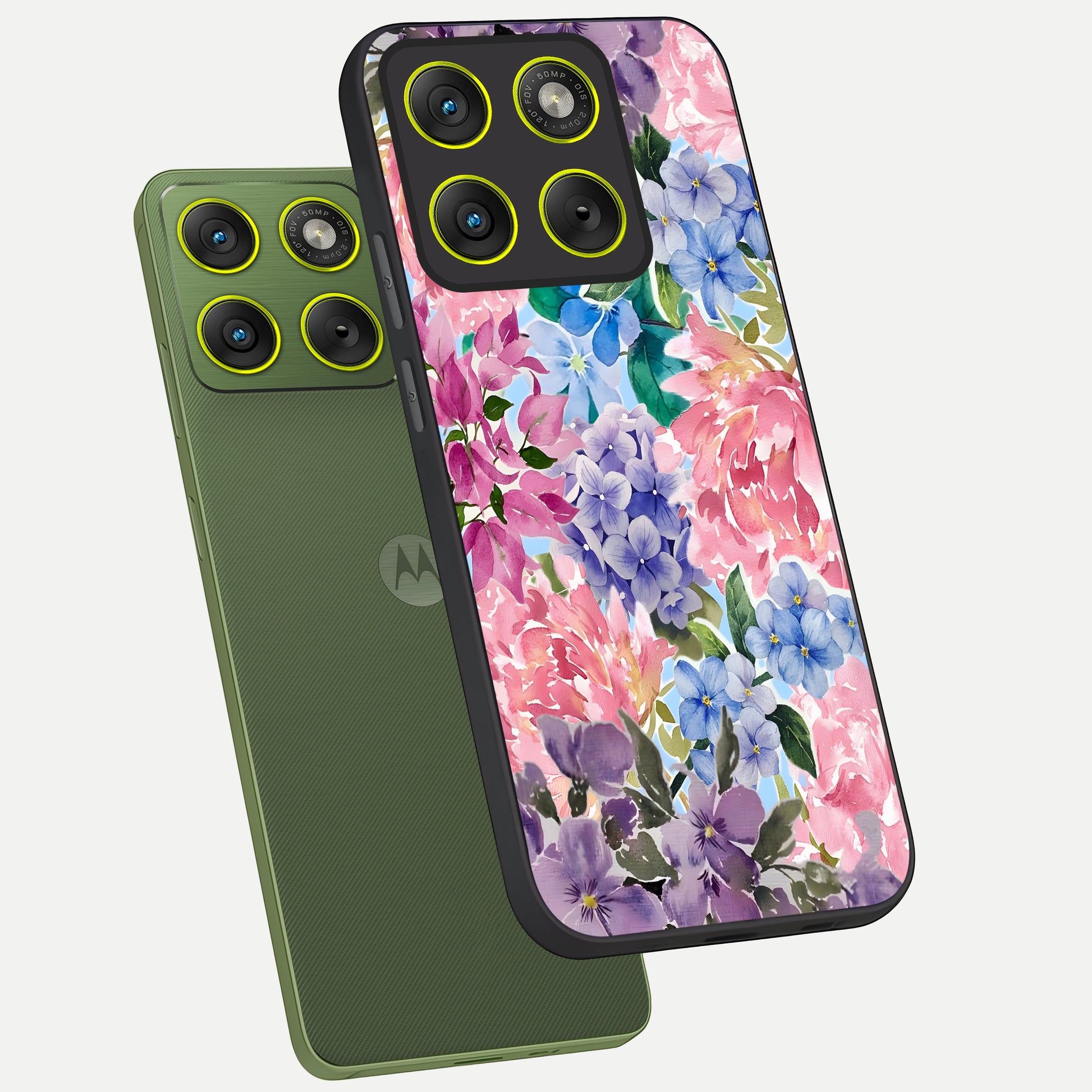  Pastel Floral Mix phone case For Moto Edge 70 showing premium glass back cover with detailed artwork