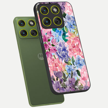  Pastel Floral Mix phone case For Moto Edge 70 showing premium glass back cover with detailed artwork