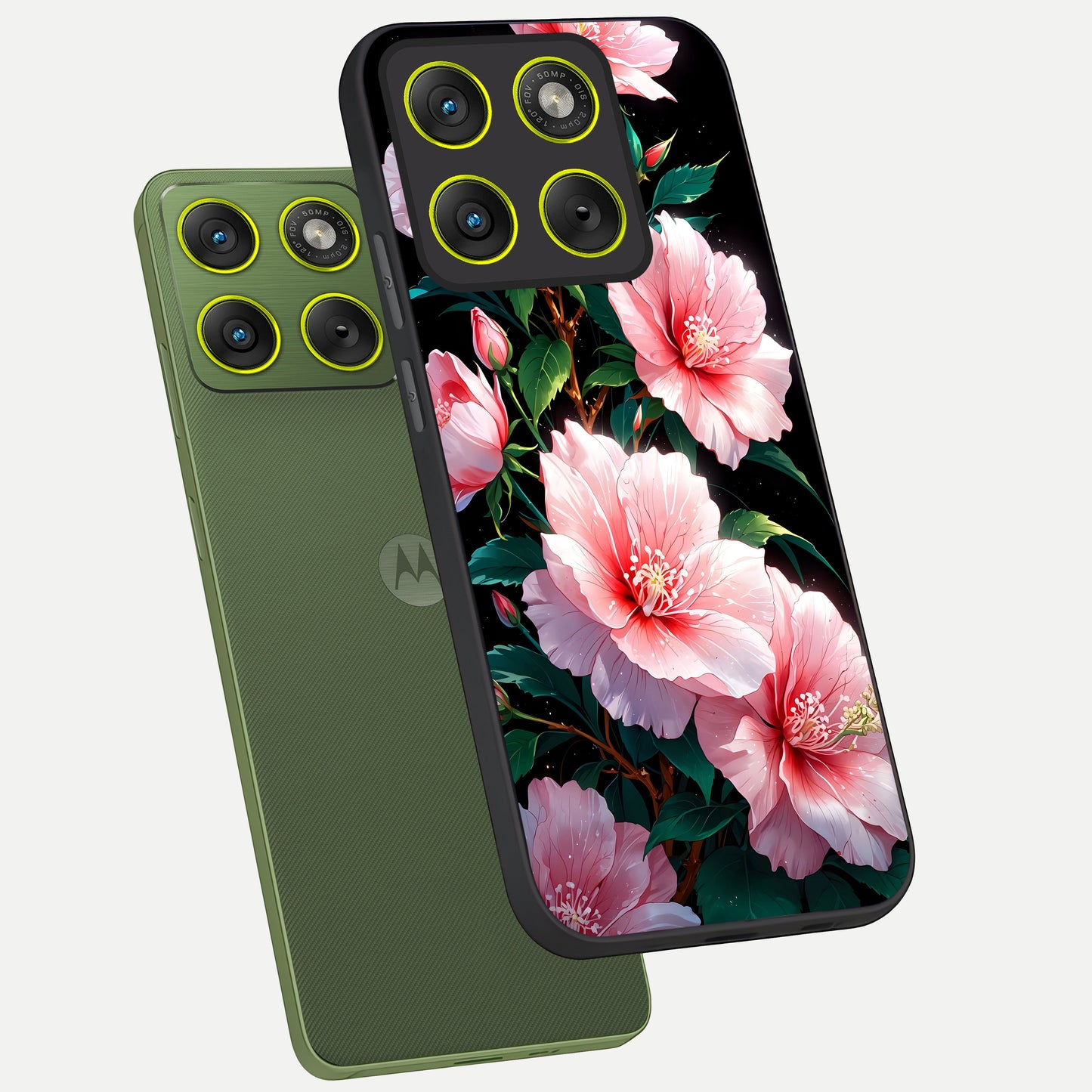  Peach Flower phone case For Moto Edge 70 showing premium glass back cover with detailed artwork