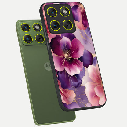  Pink Bouquet Florals phone case For Moto Edge 70 showing premium glass back cover with detailed artwork