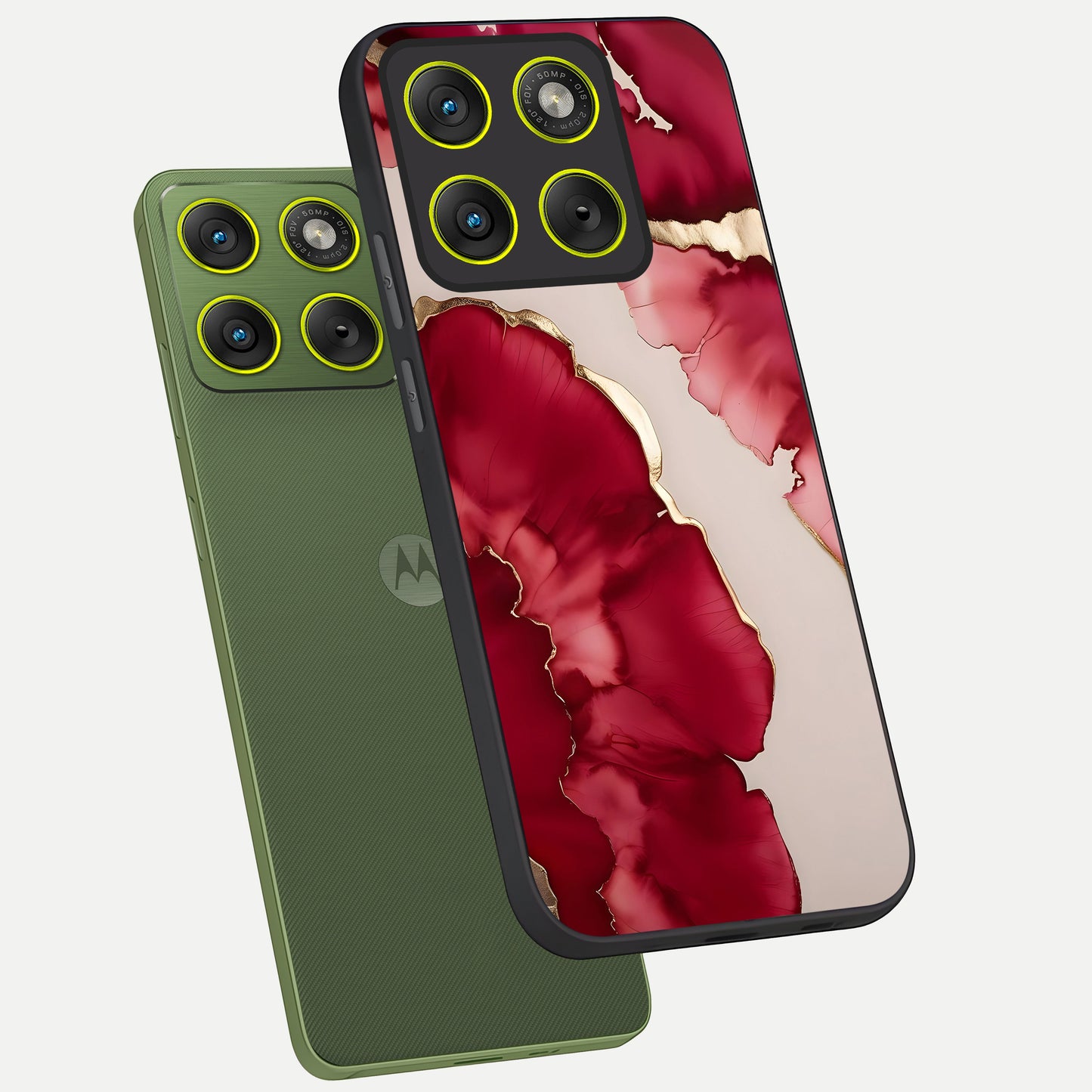  Pink And White Marble phone case For Moto Edge 70 showing premium glass back cover with detailed artwork