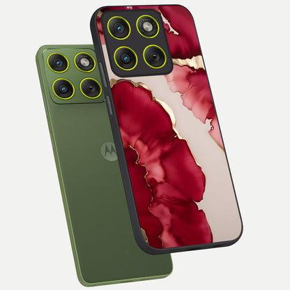  Pink And White Marble phone case For Moto Edge 70 showing premium glass back cover with detailed artwork