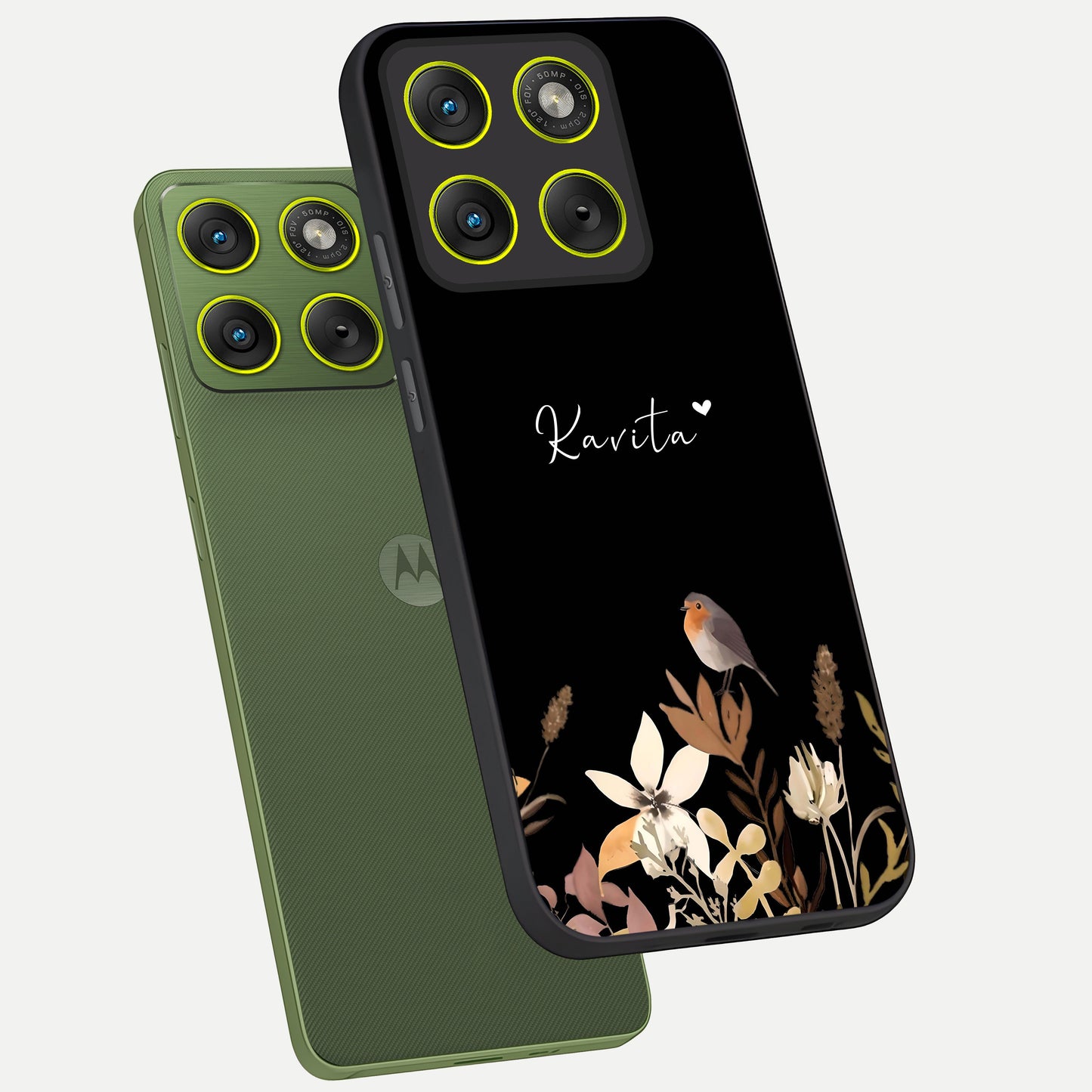  Quiet Garden Tune Custom Name phone case For Moto Edge 70 showing premium glass back cover with detailed artwork