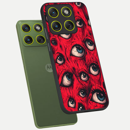  Red Eyes Pattern phone case For Moto Edge 70 showing premium glass back cover with detailed artwork
