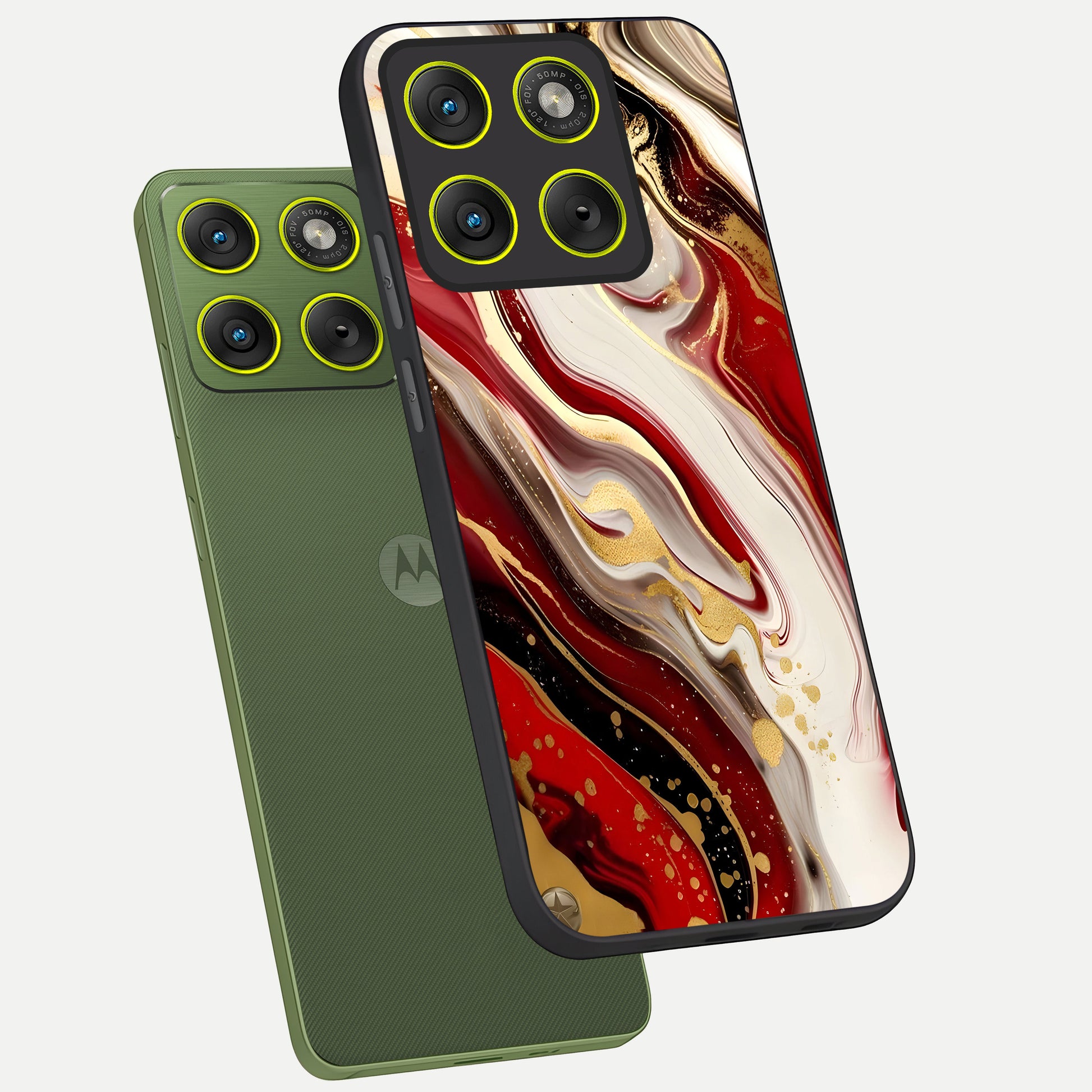  Red And White Marble phone case For Moto Edge 70 showing premium glass back cover with detailed artwork