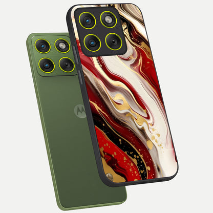  Red And White Marble phone case For Moto Edge 70 showing premium glass back cover with detailed artwork