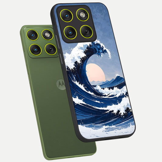  Rising Tide Power phone case For Moto Edge 70 showing premium glass back cover with detailed artwork
