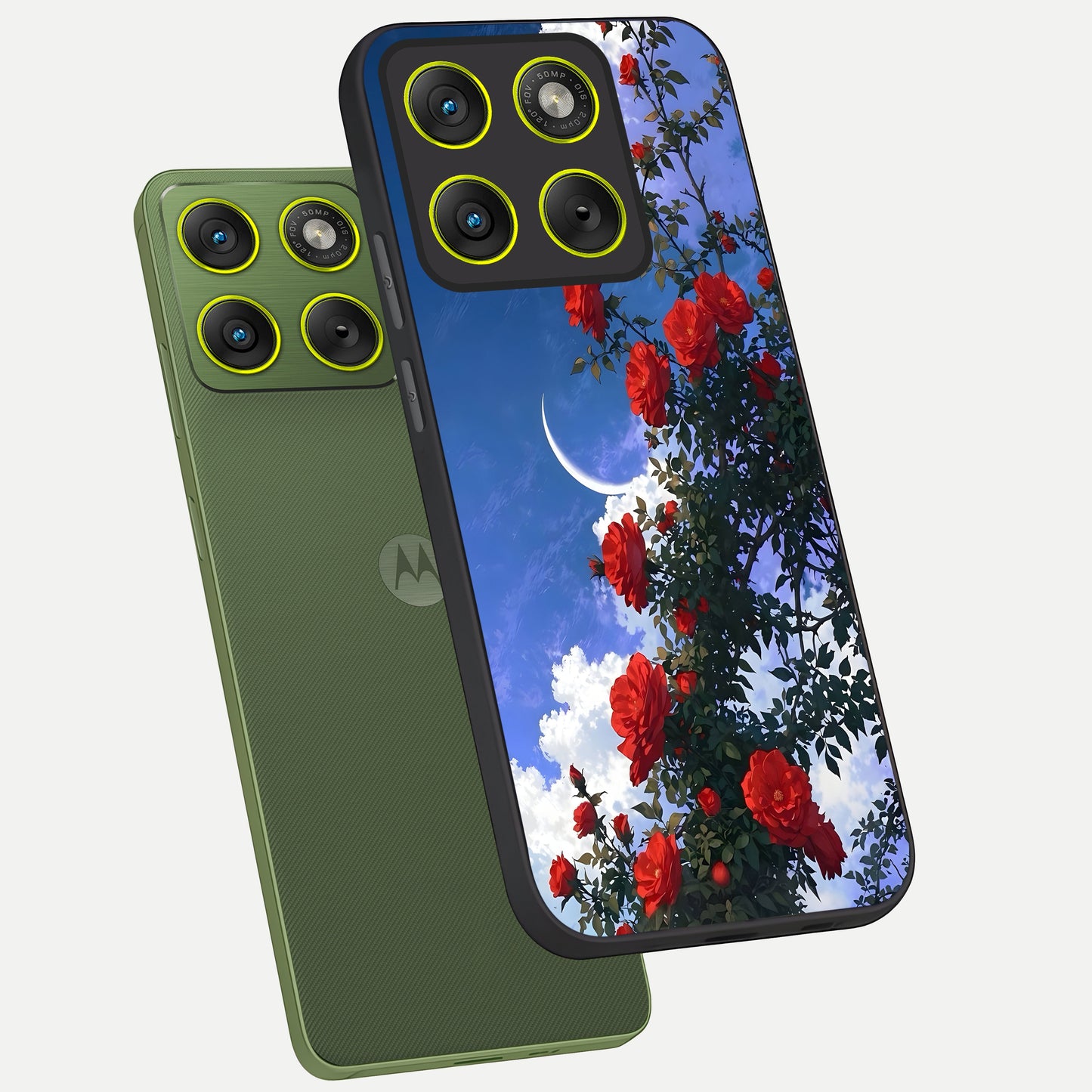  Rose Drift Flowers phone case For Moto Edge 70 showing premium glass back cover with detailed artwork