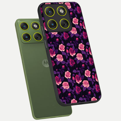  Rose Garden Twilight phone case For Moto Edge 70 showing premium glass back cover with detailed artwork