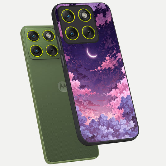  Sky Drift Clouds phone case For Moto Edge 70 showing premium glass back cover with detailed artwork