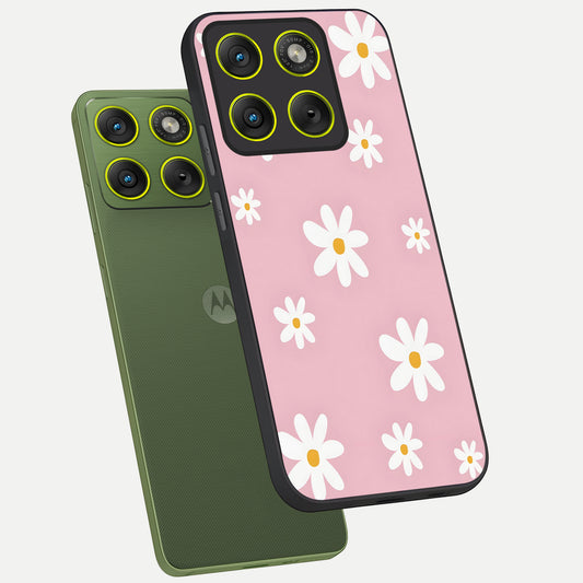  Soft Daisy Bliss phone case For Moto Edge 70 showing premium glass back cover with detailed artwork
