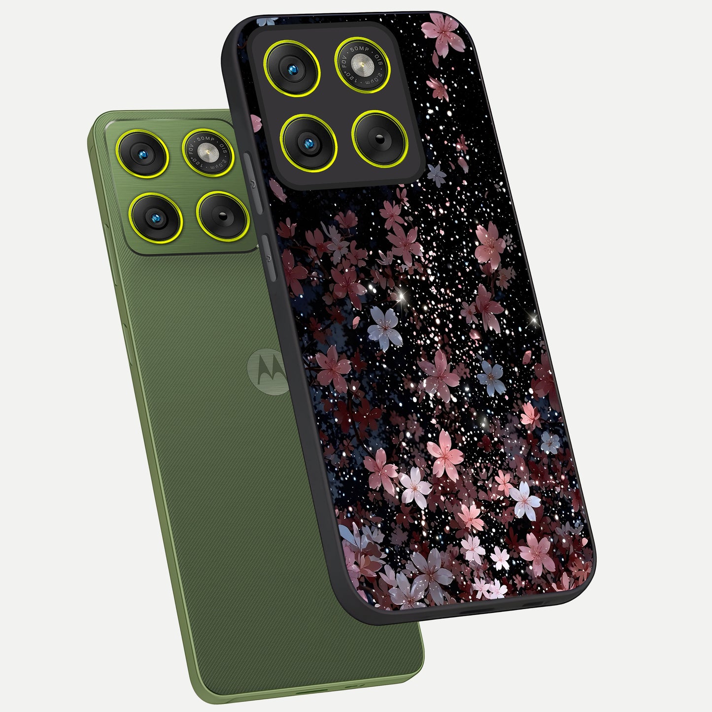  Starlit Flower Dreams phone case For Moto Edge 70 showing premium glass back cover with detailed artwork