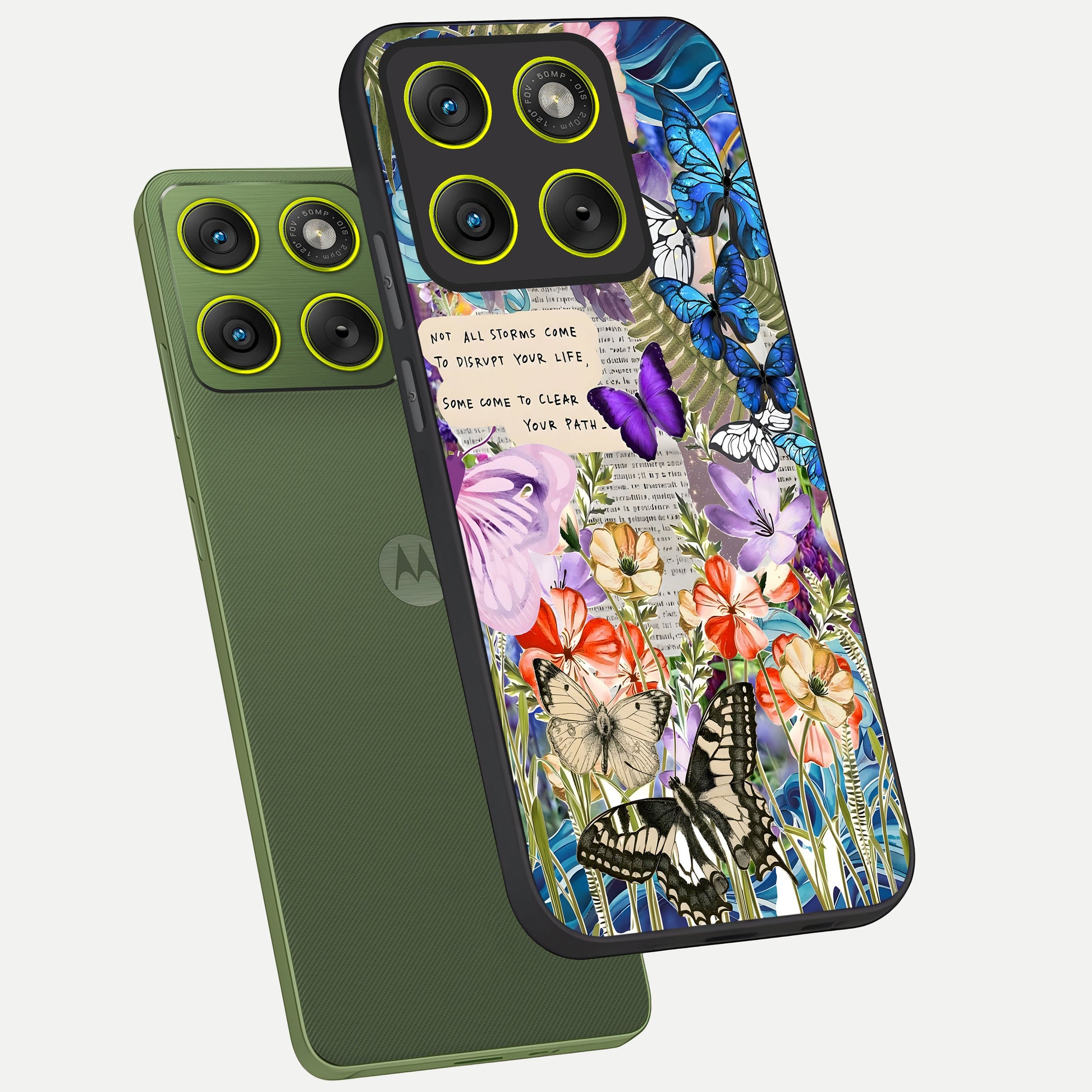 Storm Path Bloom phone case For Moto Edge 70 showing premium glass back cover with detailed artwork