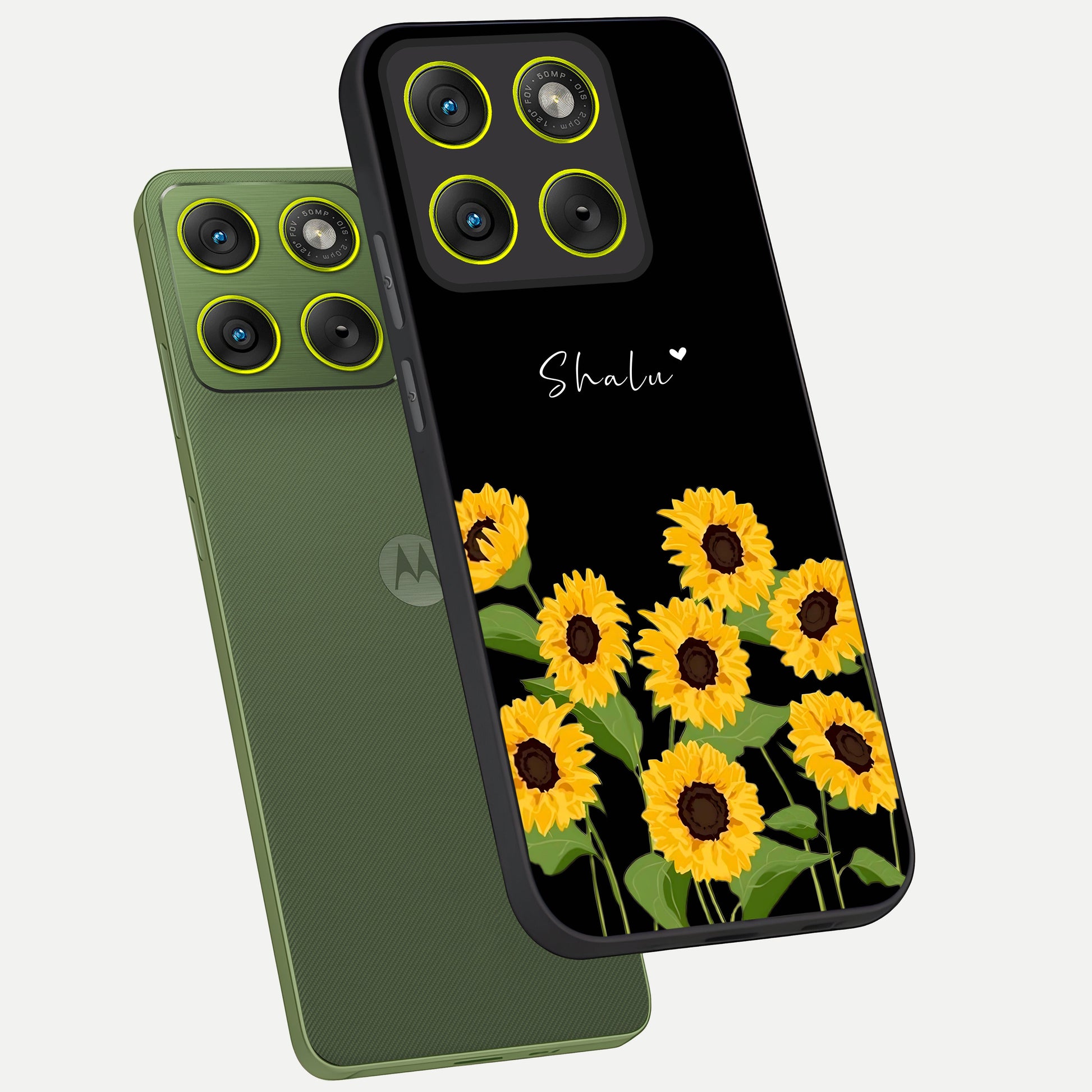  Sunflower Sky Bloom phone case For Moto Edge 70 showing premium glass back cover with detailed artwork