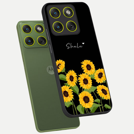  Sunflower Sky Bloom phone case For Moto Edge 70 showing premium glass back cover with detailed artwork