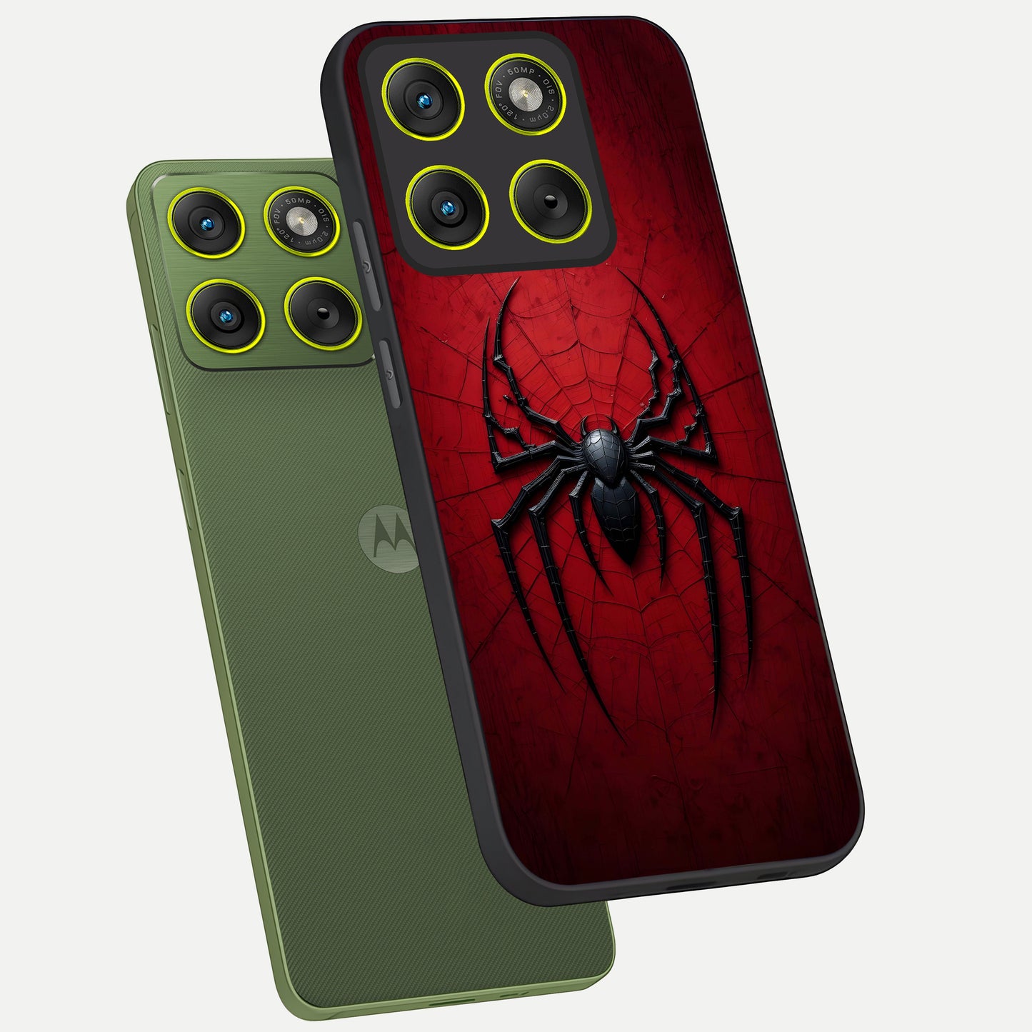  Superhero Web Emblem phone case For Moto Edge 70 showing premium glass back cover with detailed artwork