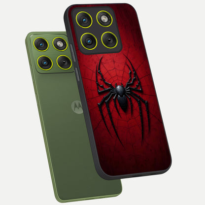  Superhero Web Emblem phone case For Moto Edge 70 showing premium glass back cover with detailed artwork