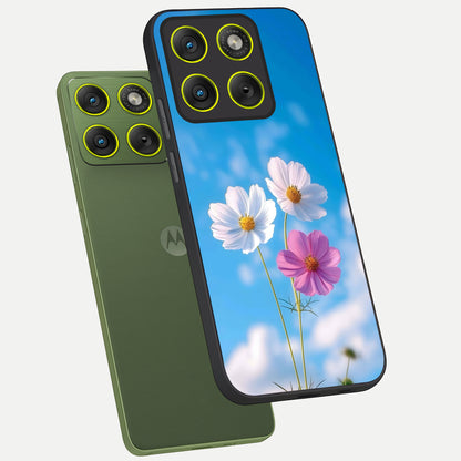  Tripple Flowers With Sky phone case For Moto Edge 70 showing premium glass back cover with detailed artwork