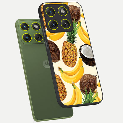  Tropical Fruit Mood phone case For Moto Edge 70 showing premium glass back cover with detailed artwork