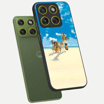  Tropical Fun Squad phone case For Moto Edge 70 showing premium glass back cover with detailed artwork