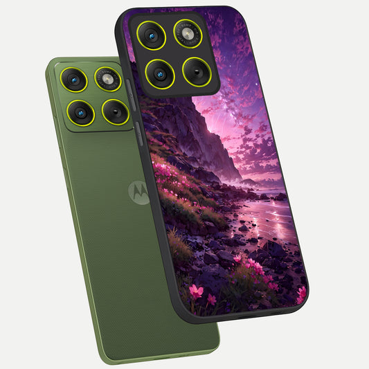  Twilight Blossom Coast phone case For Moto Edge 70 showing premium glass back cover with detailed artwork
