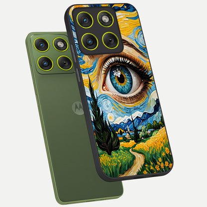  Van Gogh Eye phone case For Moto Edge 70 showing premium glass back cover with detailed artwork