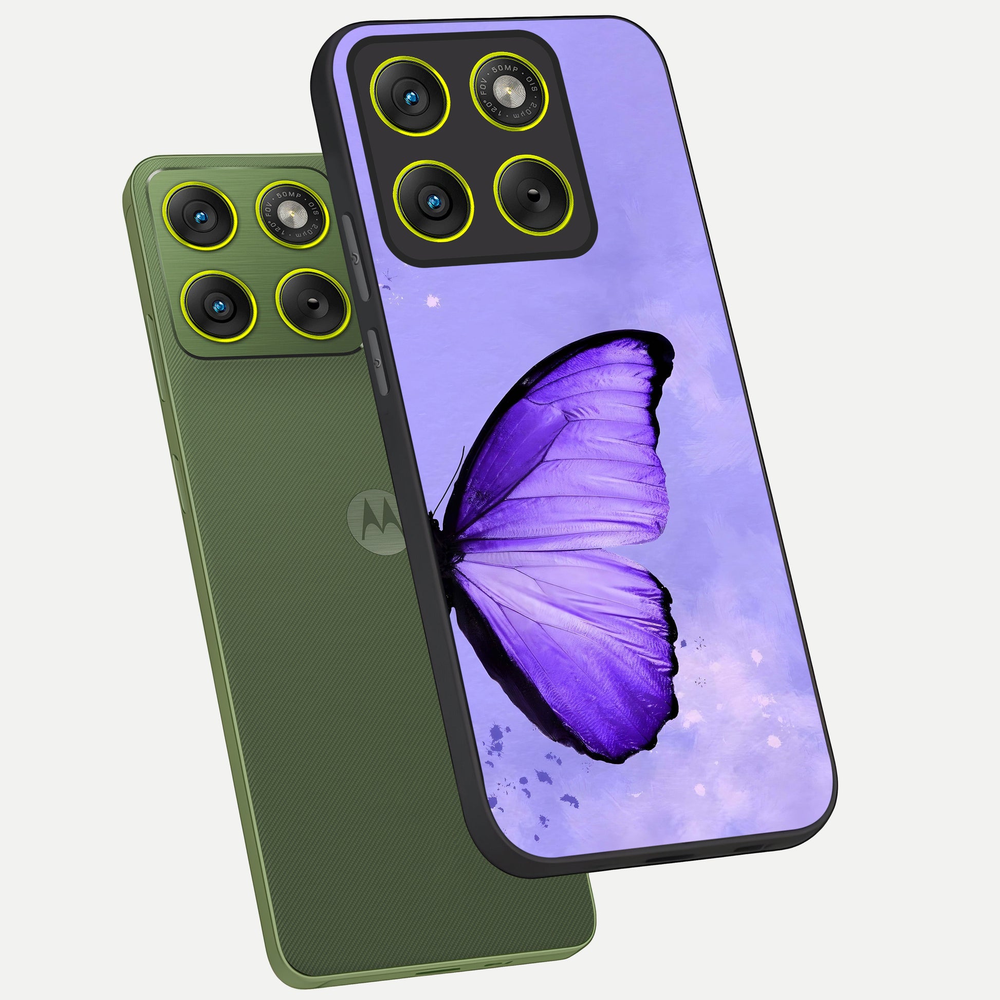  Violet Dream Wing phone case For Moto Edge 70 showing premium glass back cover with detailed artwork