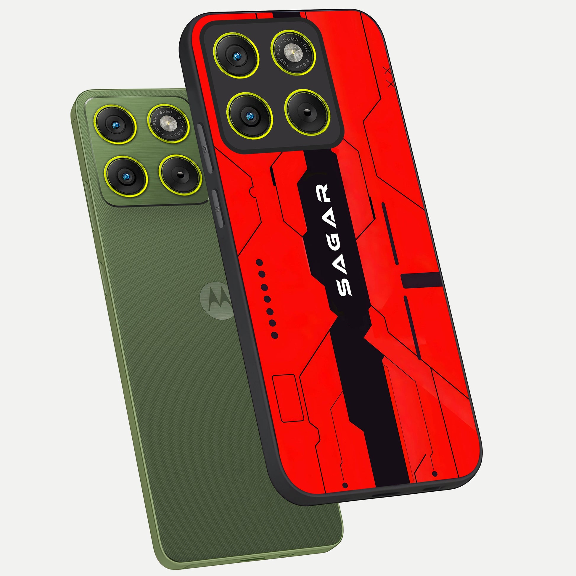  Voltage Rise CYBERPUNK Custom Name phone case For Moto Edge 70 showing premium custom name glass back cover