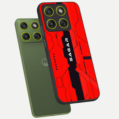  Voltage Rise CYBERPUNK Custom Name phone case For Moto Edge 70 showing premium custom name glass back cover