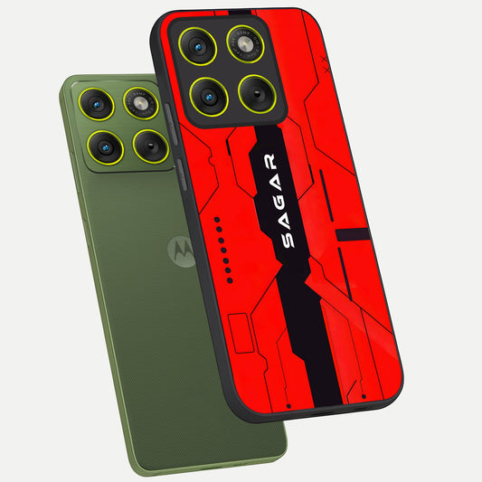  Voltage Rise CYBERPUNK Custom Name phone case For Moto Edge 70 showing premium custom name glass back cover