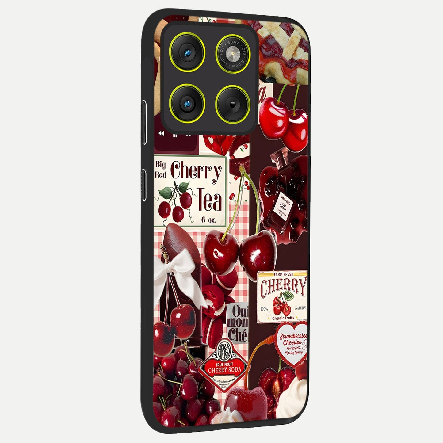  Aesthetic Cherry Tea back cover For Moto Edge 70 slim fit glass case with vibrant aesthetic design