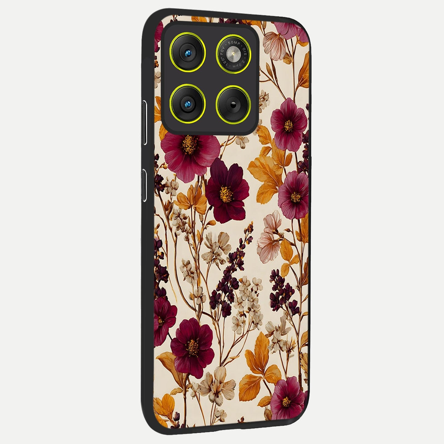  Autumn Wine Bloom back cover For Moto Edge 70 slim fit glass case with vibrant aesthetic design