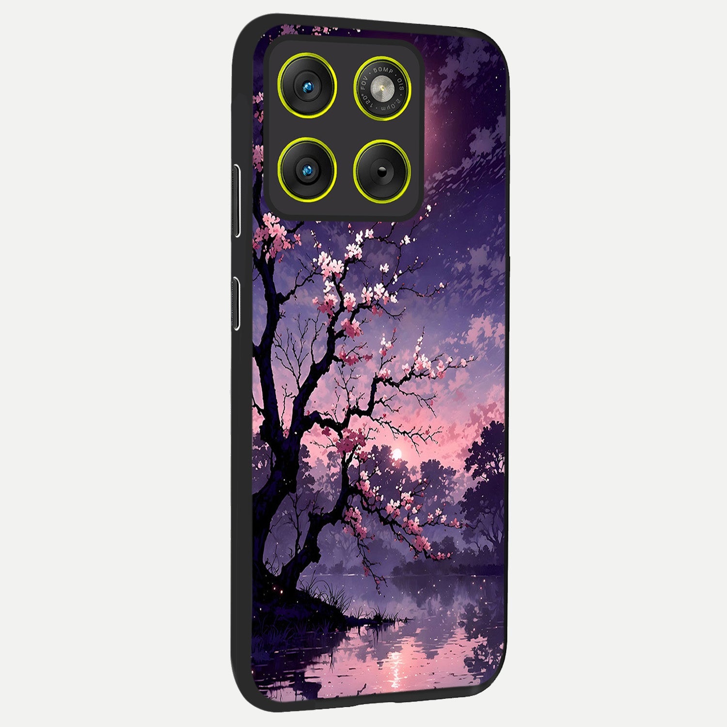  Blossom Pink Moon back cover For Moto Edge 70 slim fit glass case with vibrant aesthetic design