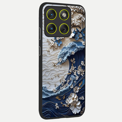  Blossom Wave Art back cover For Moto Edge 70 slim fit glass case with vibrant aesthetic design