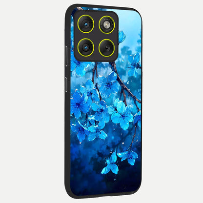  Blue Blossoms Branch back cover For Moto Edge 70 slim fit glass case with vibrant aesthetic design