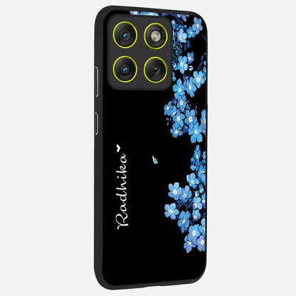  Blue Petal Dream Custom Name back cover For Moto Edge 70 slim fit glass case with vibrant aesthetic design
