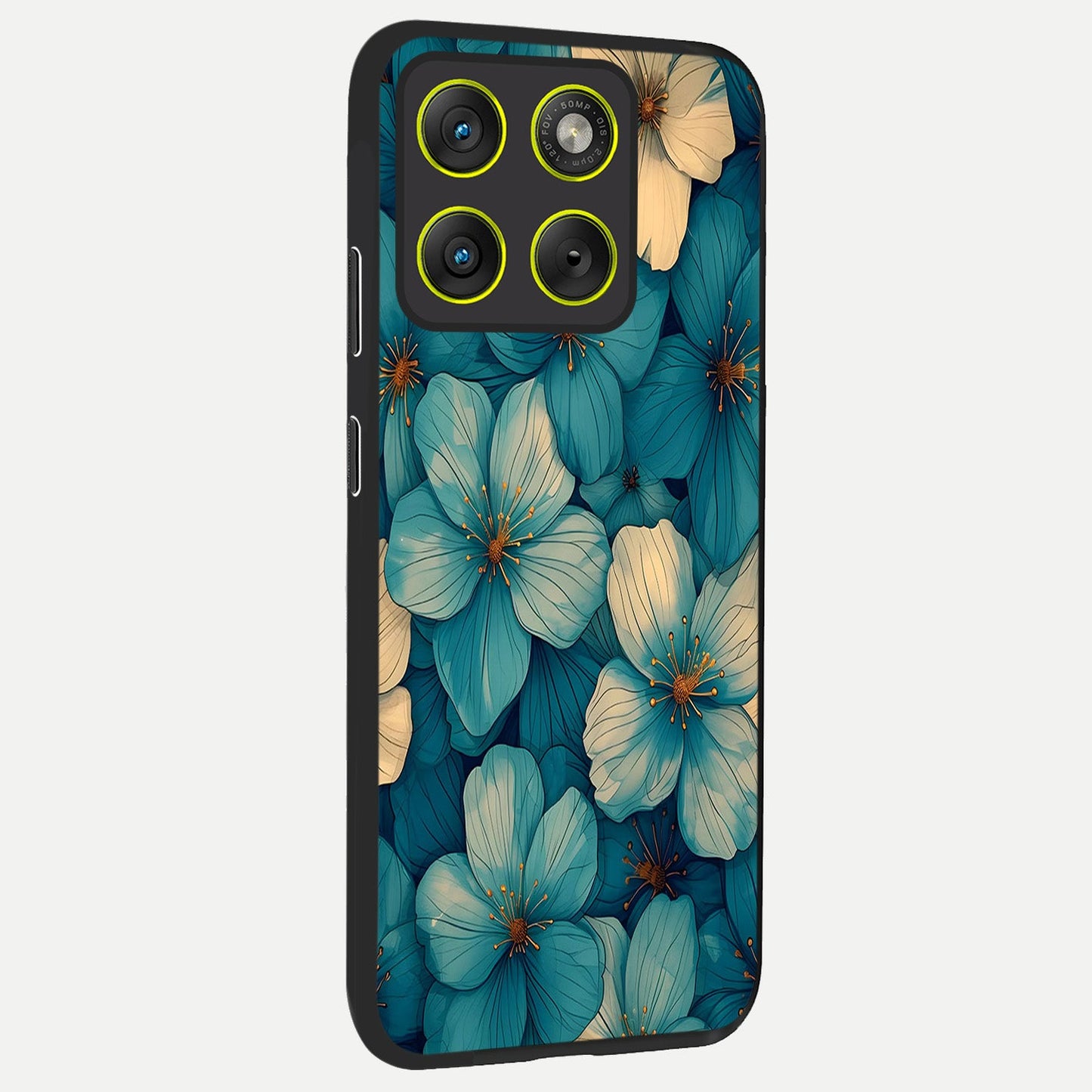  Blue Shade Floral back cover For Moto Edge 70 slim fit glass case with vibrant aesthetic design