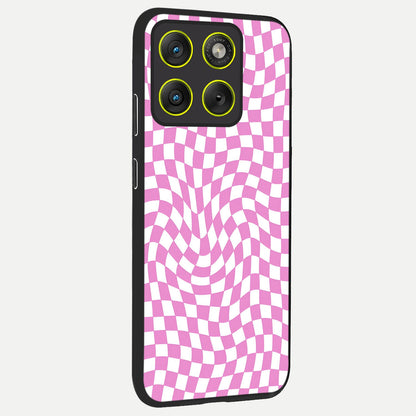  Bubblegum Check Wave back cover For Moto Edge 70 slim fit glass case with vibrant aesthetic design