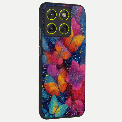  Butterfly Dream Mist back cover For Moto Edge 70 slim fit glass case with vibrant aesthetic design