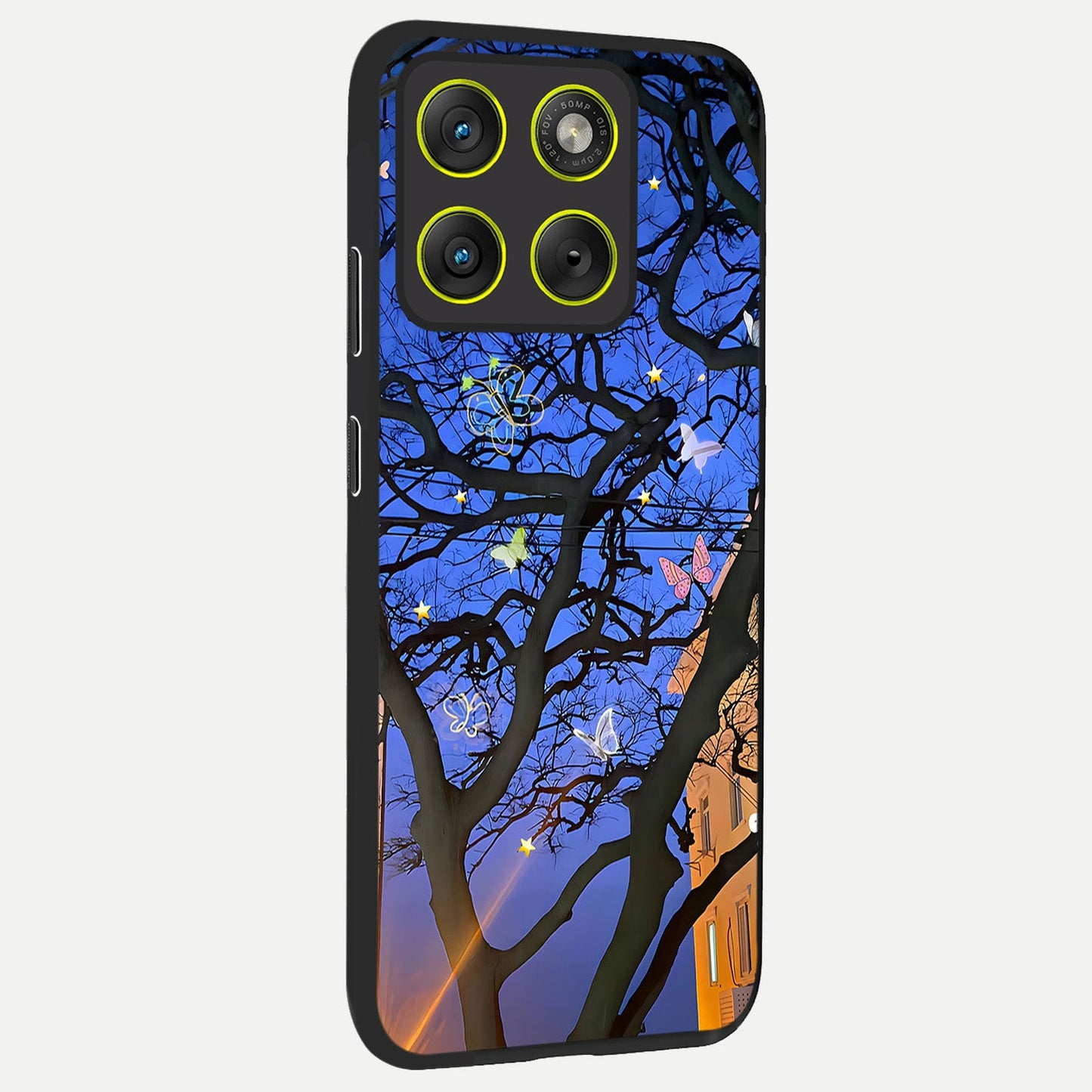  Butterfly Night Magic back cover For Moto Edge 70 slim fit glass case with vibrant aesthetic design