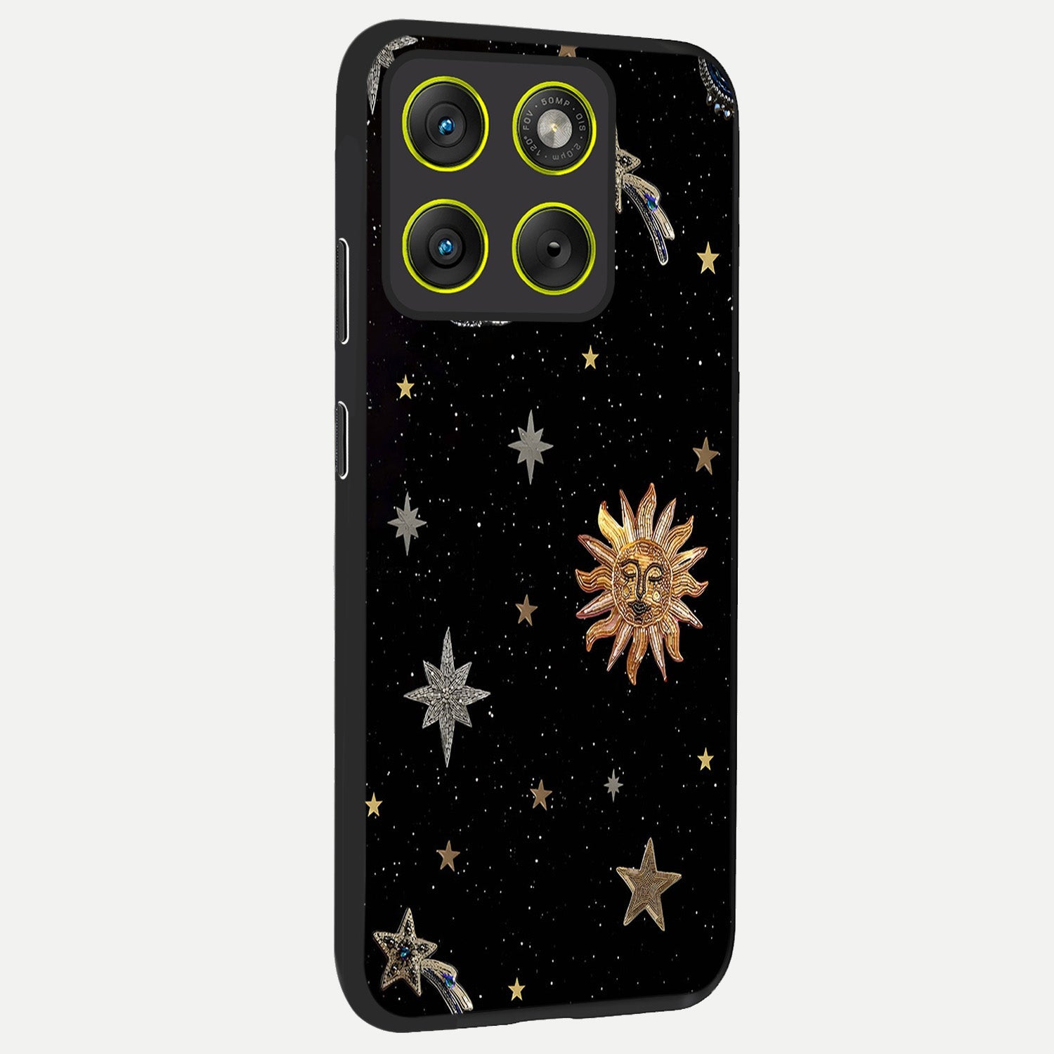  Celestial Moon With Stars back cover For Moto Edge 70 slim fit glass case with vibrant aesthetic design